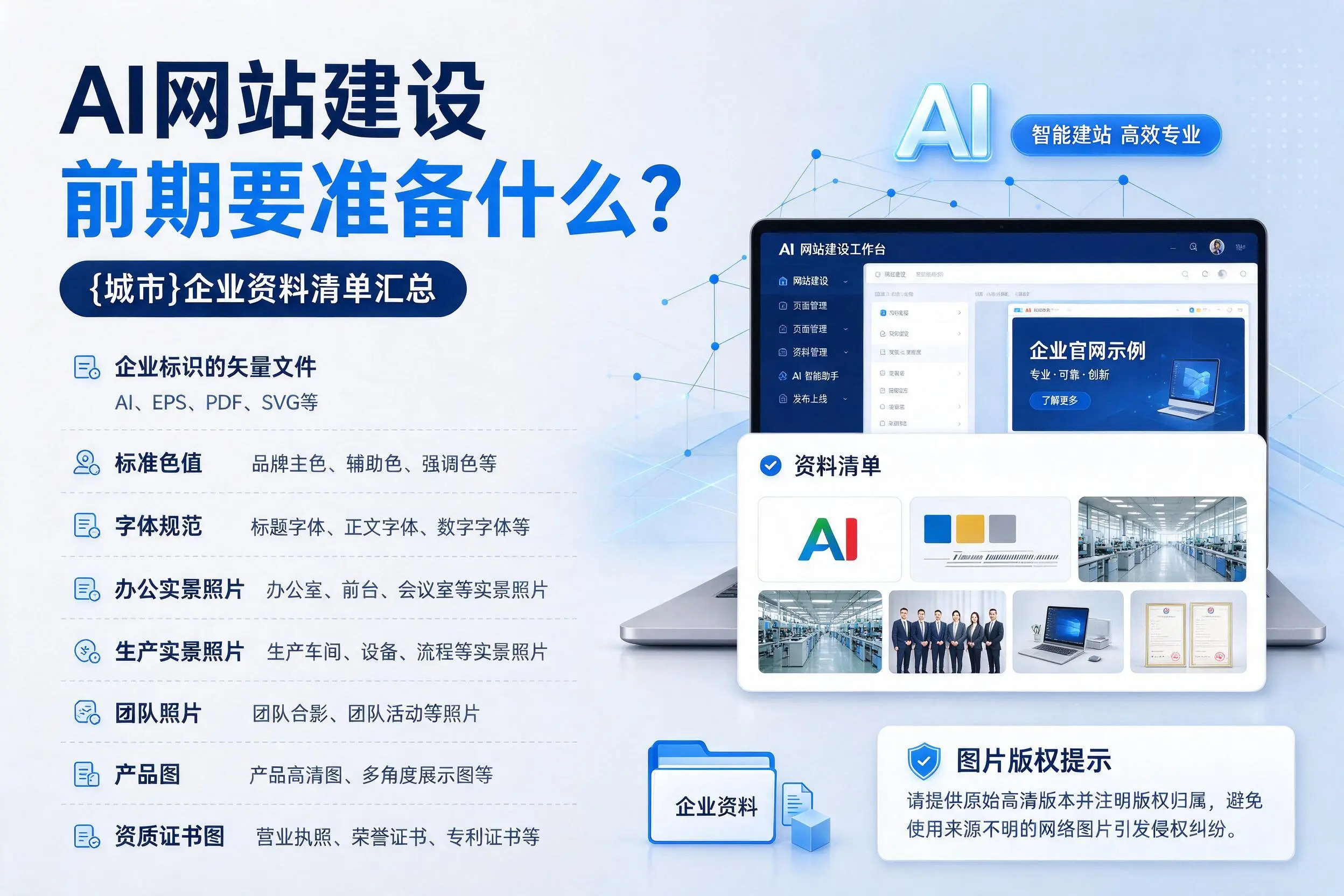 AI网站建设前期要准备什么？焦作企业资料清单汇总